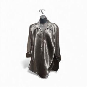 Blue Diamond Plus Women's 18W Long Sleeve Button-Up Metallic Shirt (JC249)